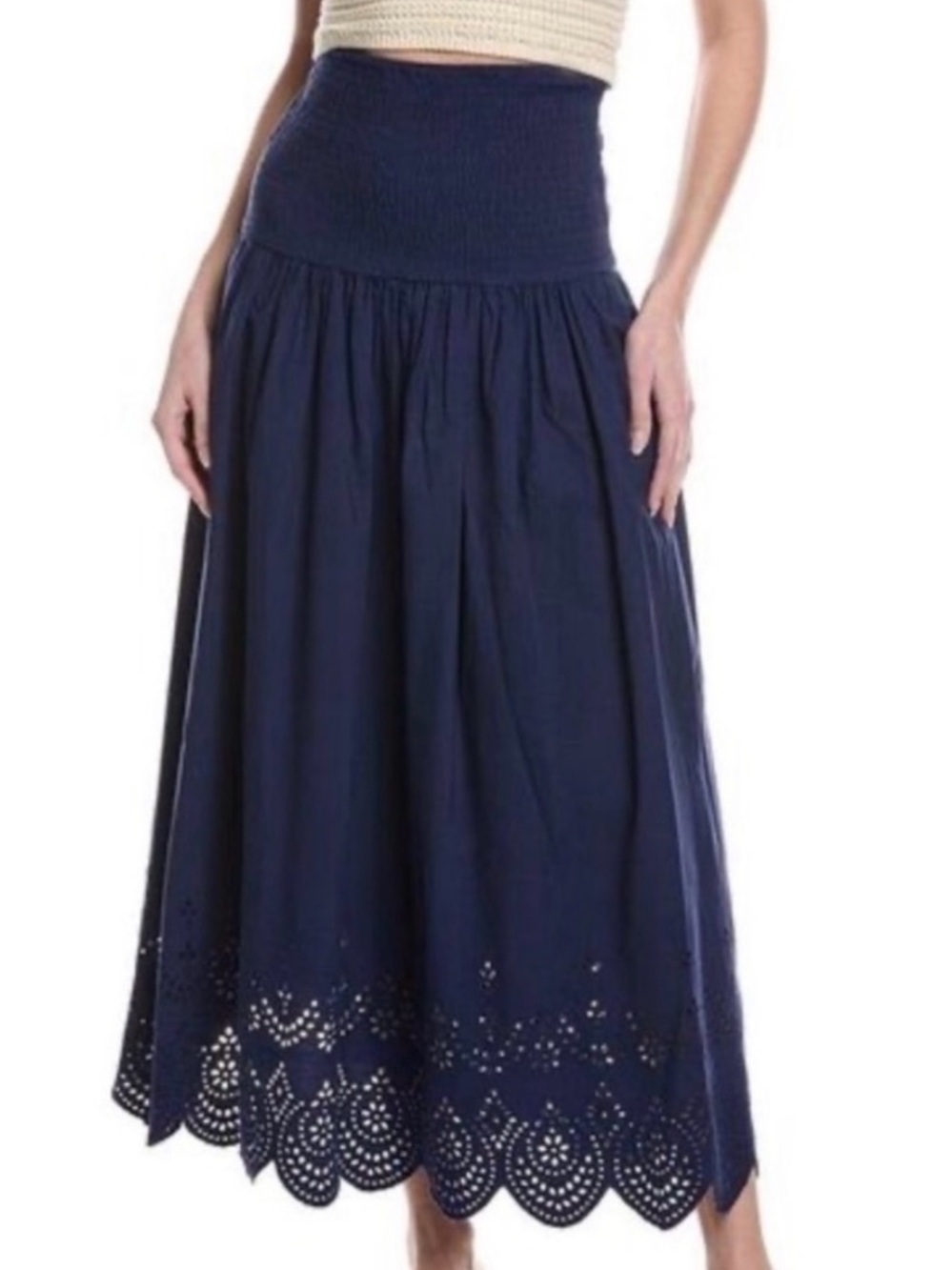 NWT Solid & Striped Eyelet Zaria Long Skirt Size XL